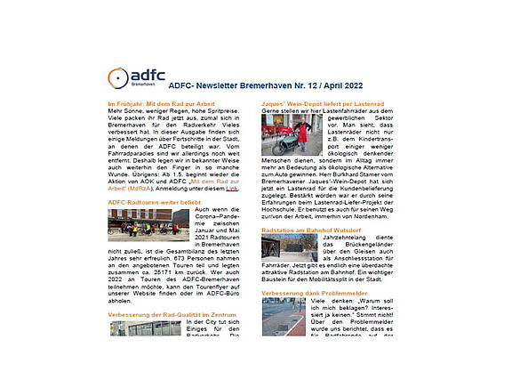 ADFC Newsletter 12, April 2022